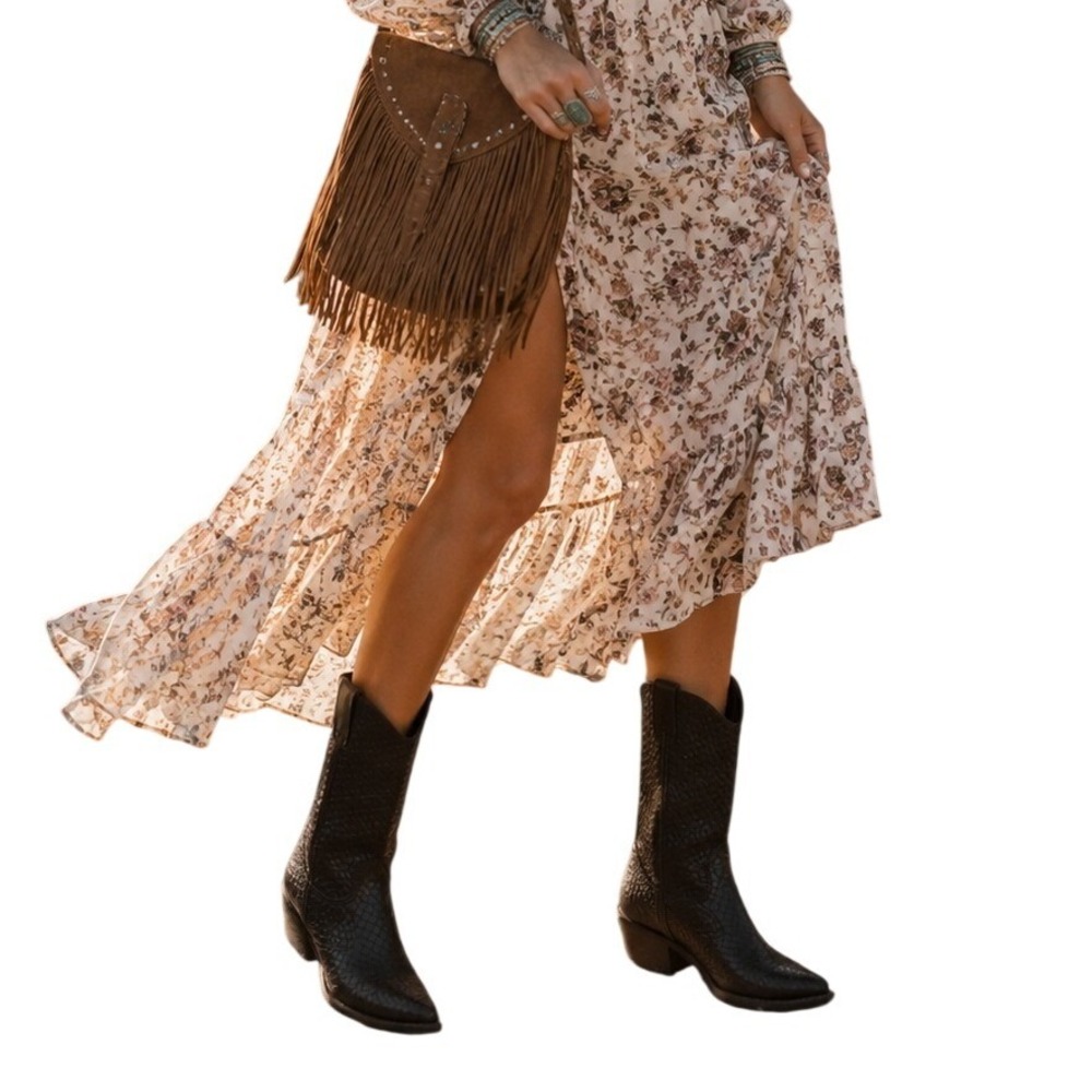 Mobility Women's 90's Woven Leather Western Pointed Toe Cowboy Booties Size‎ 7